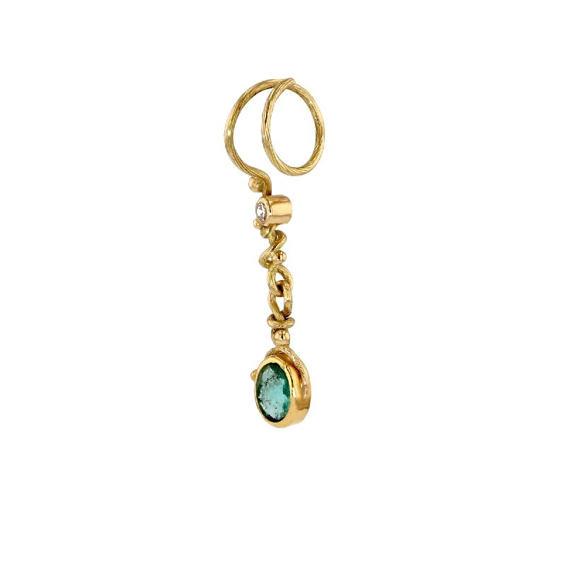large statement turquoise ring Spiral 18K & 22K Gold Earrings w. Emerald & Diamond