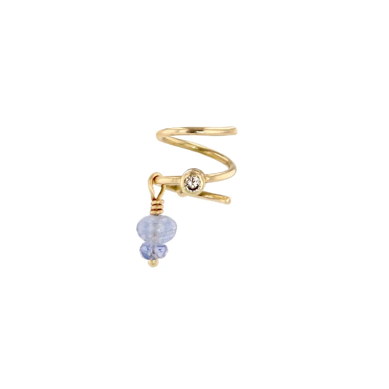 diamond wedding band for women Spiral 18K & 22K Gold Earrings w. Sapphire & Diamond