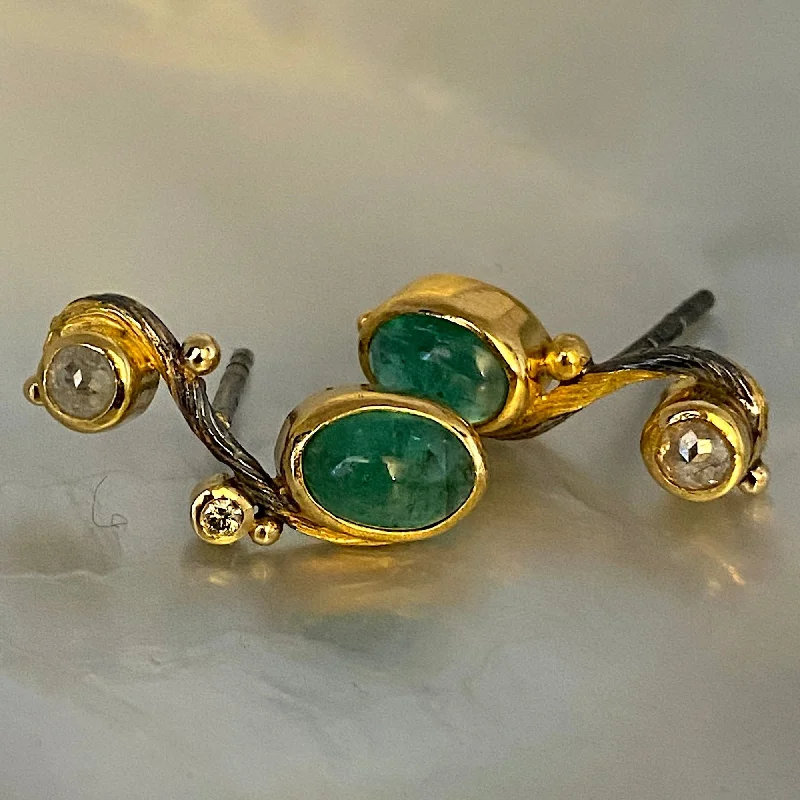 simple crystal pendant necklace Seafire 18K & 22K Gold Earring w. Emerald & Diamonds