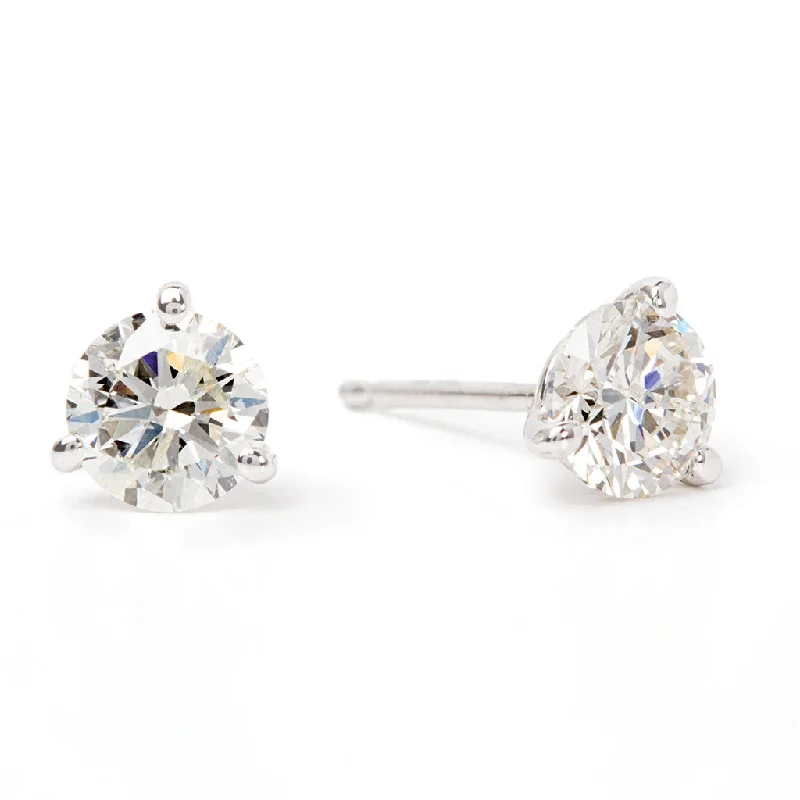 round cut diamond engagement ring Bremer Jewelry 1ctw Round Solitaire/Stud Diamond Earrings in 14K White Gold (1.04ctw)