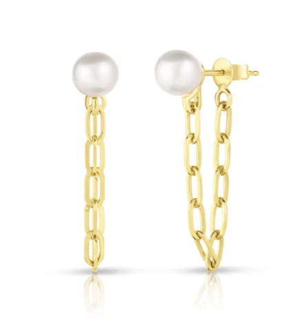 white topaz stacking rings Bremer Jewelry Dangle Freshwater Cultured Pearl Earrings in 14K Yellow Gold