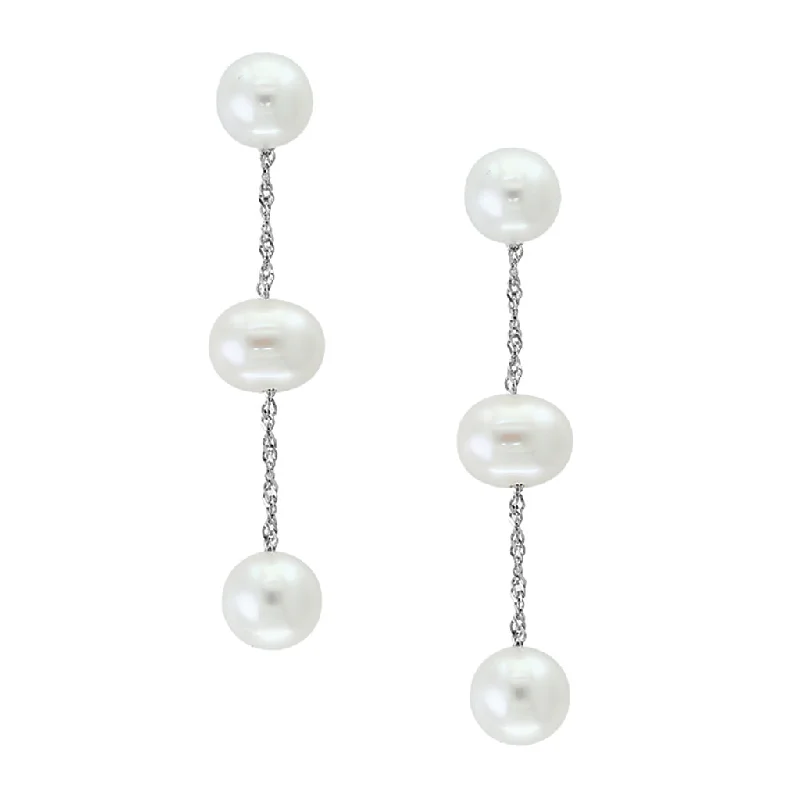 celestial sunburst necklace gold Bremer Jewelry Drop Style Tincup Freshwater Cultured Pearl Earrings in 14K White Gold