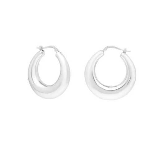 celestial meteor shower earrings Bremer Jewelry Medium Hoop Women's Earrings in 925 White Sterling Silver