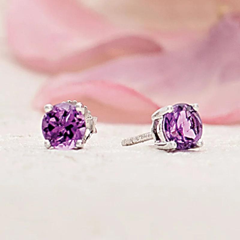 bold gothic skull necklace Bremer Jewelry Round Amethyst Stud Earrings in 14K White Gold (0.90ctw)