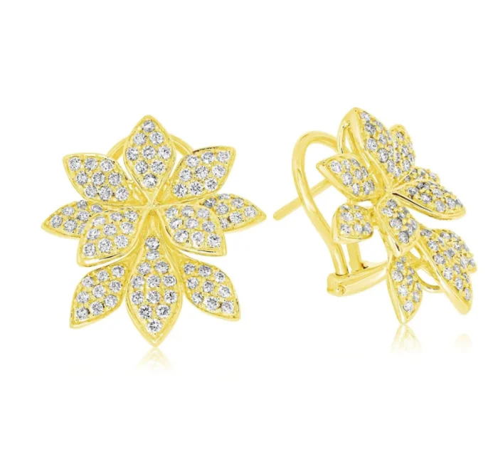 black onyx men’s signet ring Bremer Jewelry Round Flower Diamond Earrings in 18K Yellow Gold (1.77ctw)