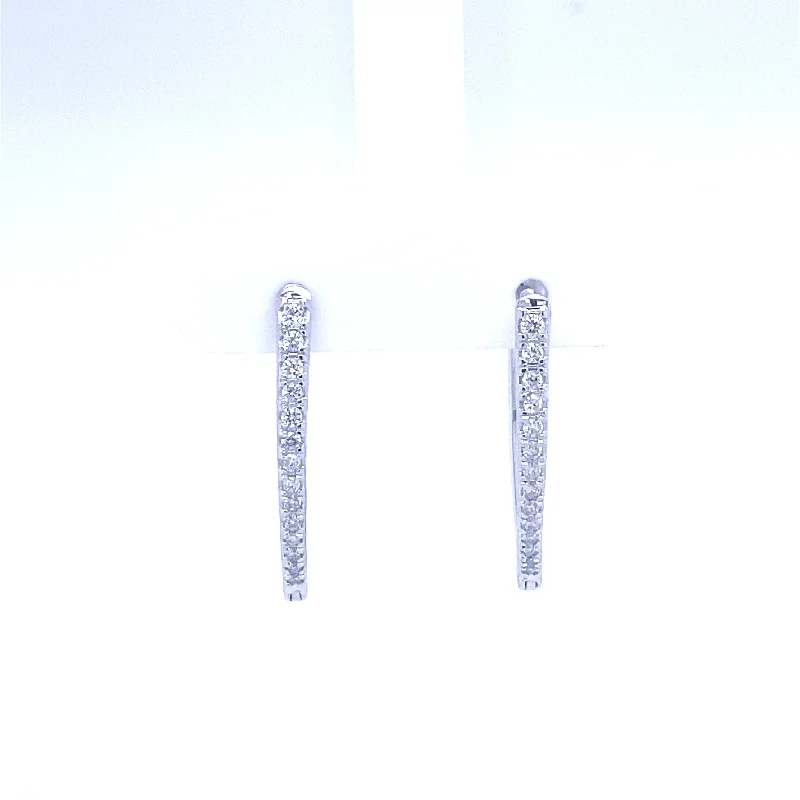 modern baguette diamond ring Bremer Jewelry Round Medium Hoop Diamond Earrings in 10K White Gold (0.25ctw)