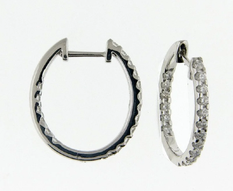 handmade braided hemp bracelet Bremer Jewelry Round Medium Hoop Diamond Earrings in 14K White Gold (.75ctw)