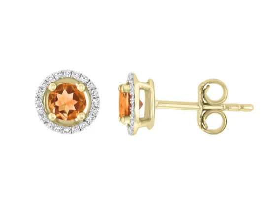 vintage rose gold cameo pendant Bremer Jewelry Round Shape Citrine and Diamond Solitaire/Stud Earrings in 14K Yellow Gold (0.55ctw)