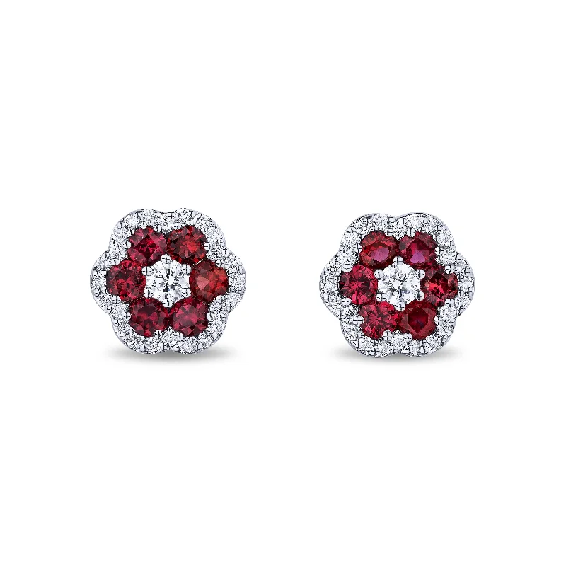 celestial sun and moon pendant Bremer Jewelry Round Shape Rubies and Diamonds Solitaire/Stud Earrings in 18K White Gold (1.56ctw)