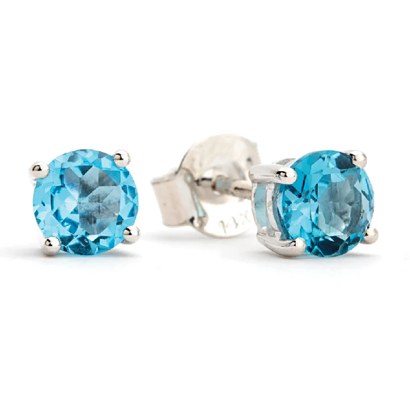 unique tribal silver ring Bremer Jewelry Round Shape Topazes Solitaire/Stud Earrings in 14K White Gold (1.17ctw)