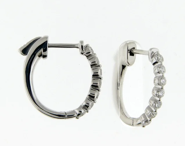 solid gold stacking rings set Bremer Jewelry Round Small Hoop Diamond Earrings in 18K White Gold (1.02ctw)