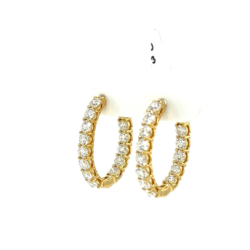 personalized engraved signet ring Bremer Jewelry Round Small Hoop Diamond Earrings in 18K Yellow Gold (2.73ctw)