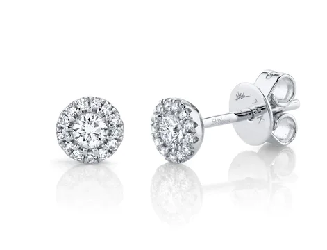 classic diamond hoop earrings Bremer Jewelry Round Solitaire/Stud Diamond Earrings in 14K White Gold (0.24ctw)