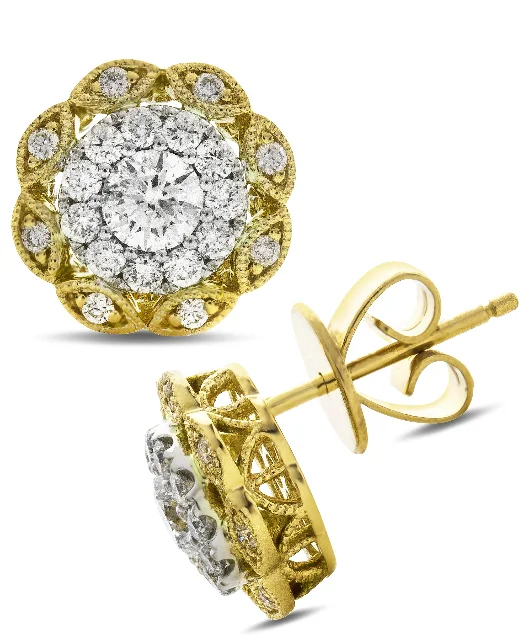ruby and diamond engagement ring Bremer Jewelry Round Solitaire/Stud Diamond Earrings in 14K Yellow Gold (1.00ctw)