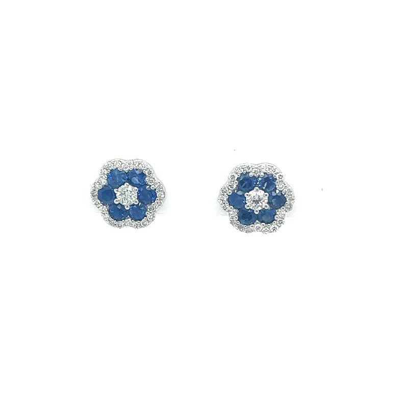 men’s engraved cuff bracelet Bremer Jewelry Sapphire and Diamond Earrings in 18K White Gold (1.56ctw)