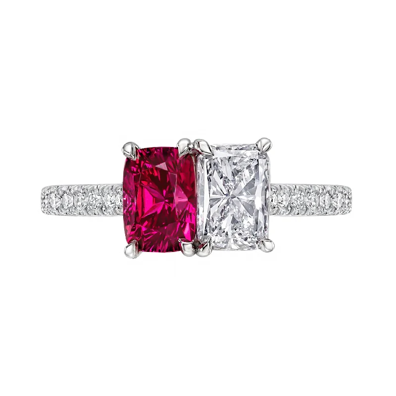 stackable gold bangle set Man-Sin Burmese Spinel & Diamond Twin Ring