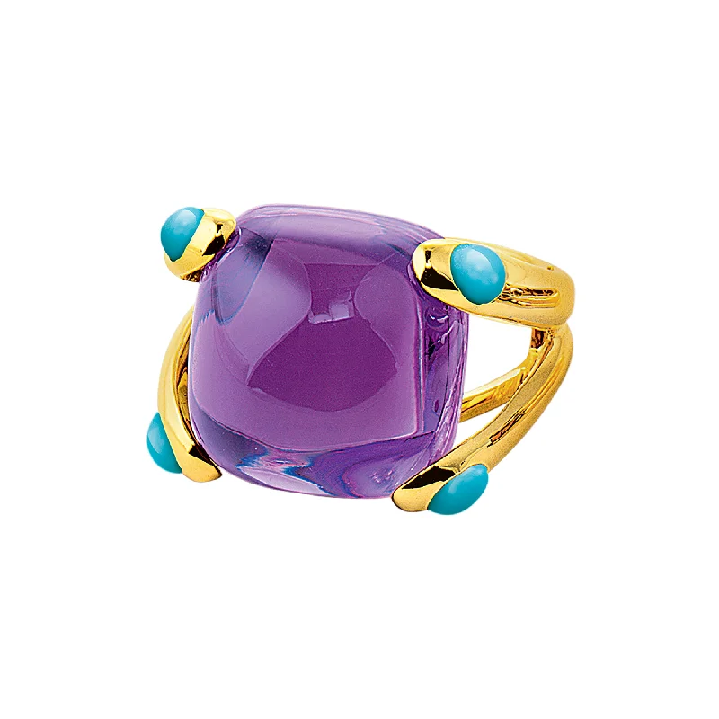 rose quartz bracelet healing Candy Ring in Amethyst and Turquoise
