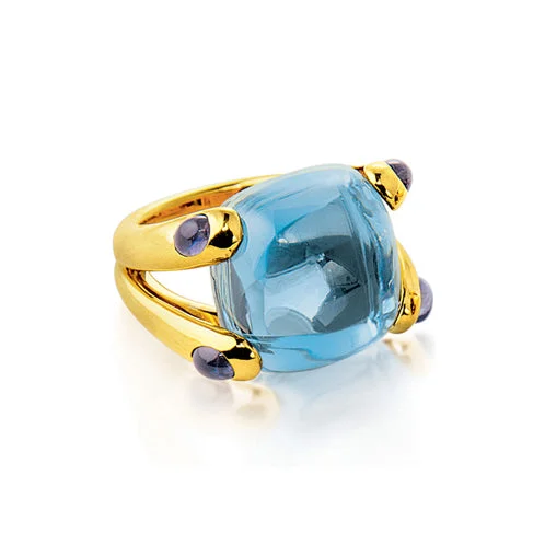 unique promise ring for girlfriend Candy Ring in Blue Topaz and Iolite