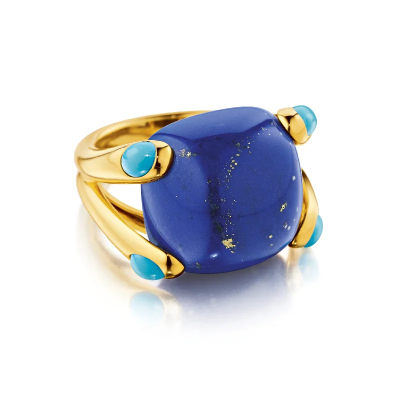 minimalist gold bracelet thin Candy Ring in Lapis and Turquoise