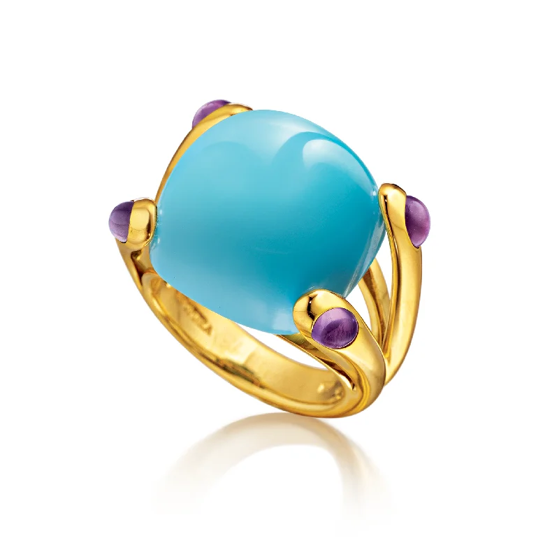 celestial zodiac sign necklace Candy Ring in Turquoise and Amethyst
