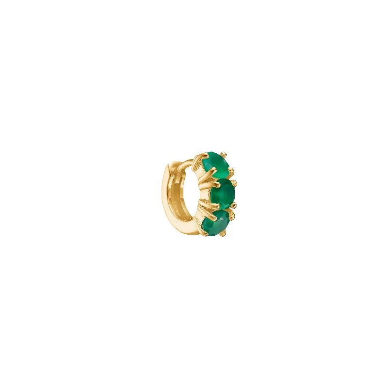vintage platinum wedding band PASHA mini 18K Gold Plated Hoop w. Agate