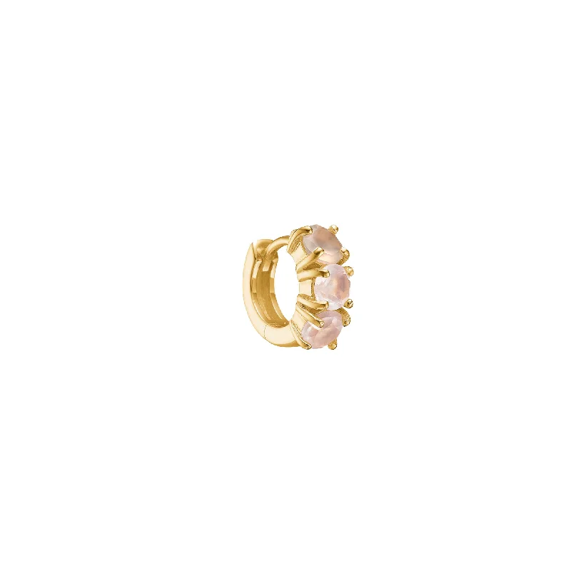 handcrafted gold stud earrings Rose mini 18K Gold Plated Hoop w. Quartz