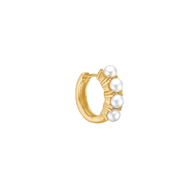 heart pendant necklace gold Reef small 18K Gold Plated Hoop w. Pearls