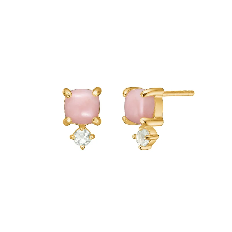men’s black diamond cufflinks Reef 18K Gold Plated Studs w. Opal & Small Prasiolite