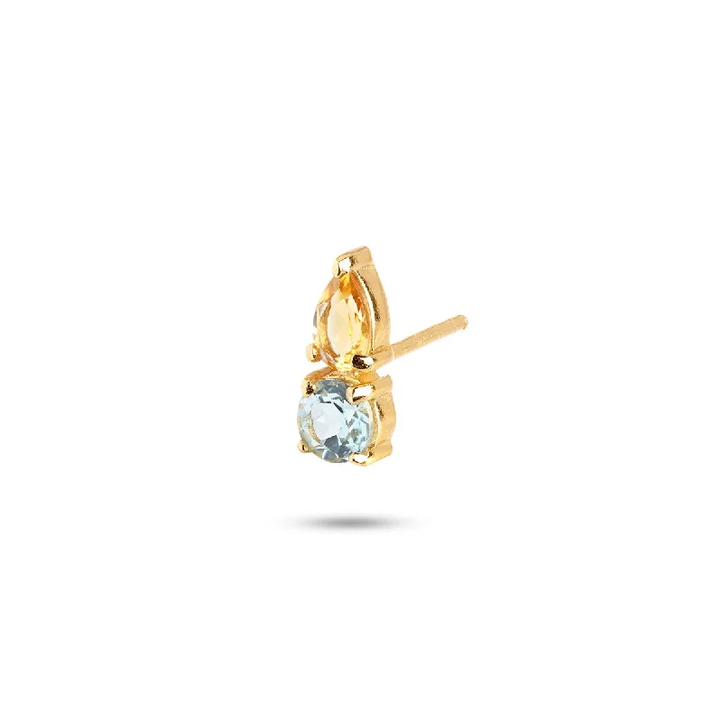 bohemian gemstone choker Gem Candy 18K Gold Plated Stud w. Topaz, Citrin