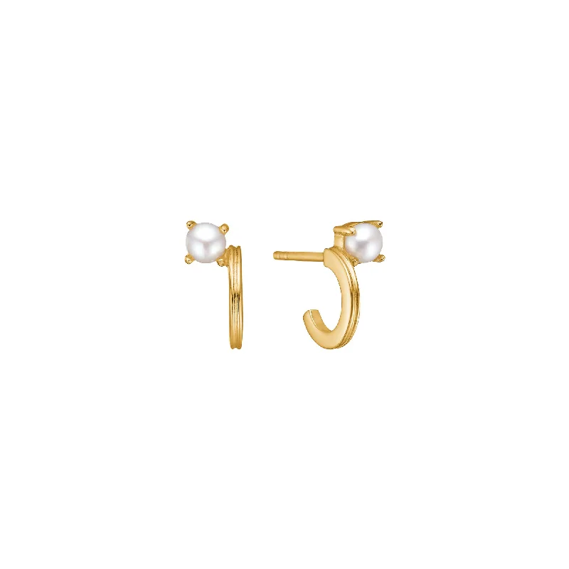 celestial star charm bracelet Unicorn 18K Gold Plated Hoops w. White Freshwater Pearls