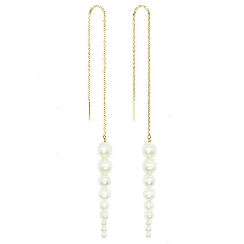 personalized couple rings Pointy Pearl Gold Plated Earrings w. Pearl
