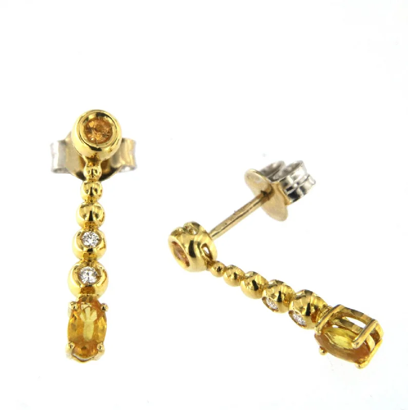 natural jade ring Bubble 18K Gold Earrings w. Diamonds & Yellow Sapphire