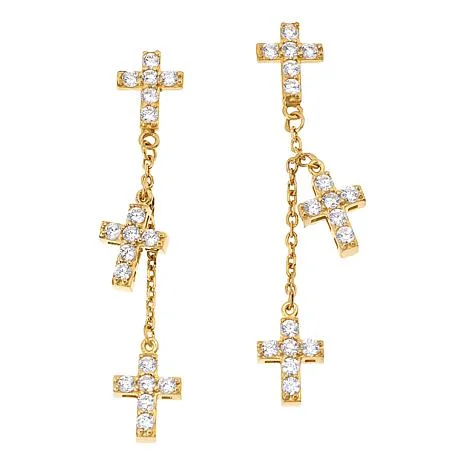 gold initial bracelet personalized Katharine McPhee Layered Cross Earrings - Sterling Silver