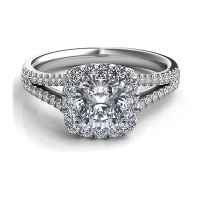 diamond tennis bracelet real Cushion Halo Pave Round Diamond Arched Split-Shank Ring