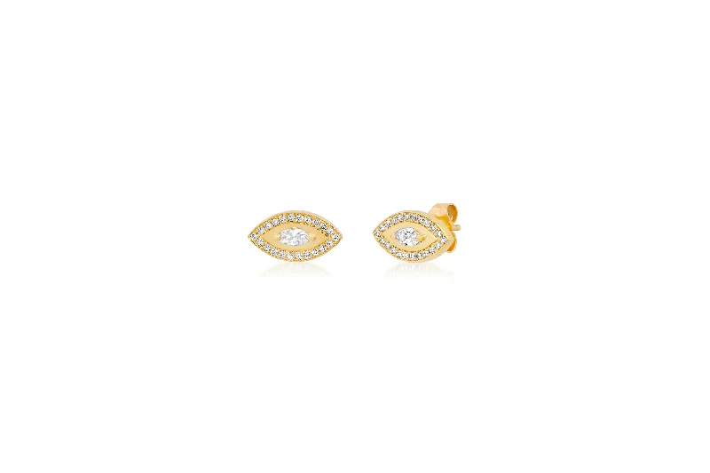 gold-plated snake chain bracelet Diamond Evil Eye Stud Earrings