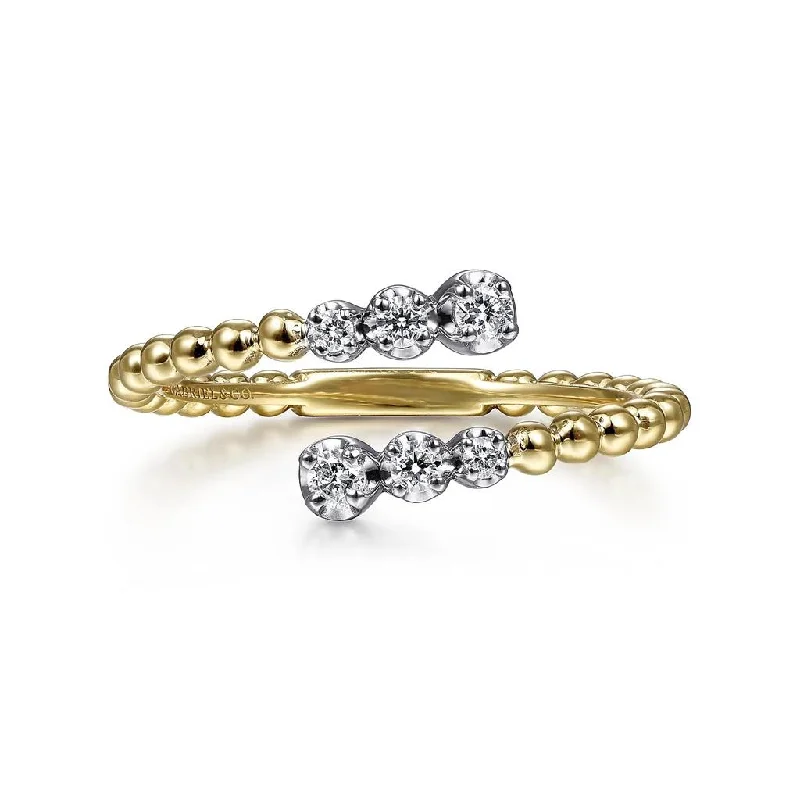 vintage floral engagement ring Gabriel & Co. 14k Yellow Gold Bujukan Bead and Diamond Bypass Ring vintage floral engagement ring Gabriel & Co. 14k Yellow Gold Bujukan Bead and Diamond Bypass Ring