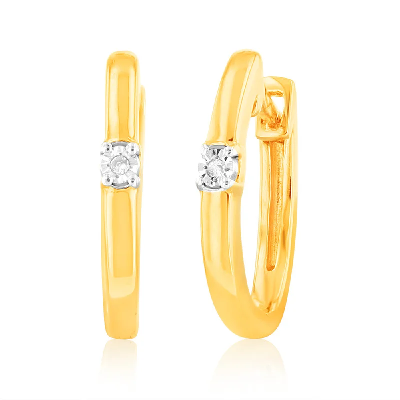 chunky boho turquoise ring Diamond Hoop Earrings in Gold Plated Silver