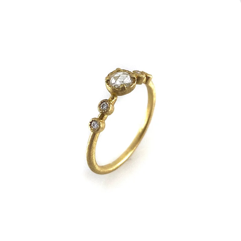 minimalist sapphire drop necklace 18k Gold and Diamond Ring