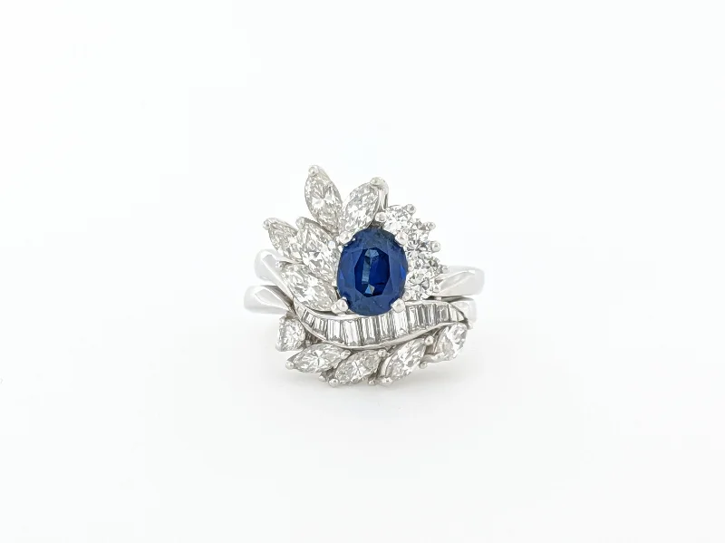hammered gold stacking rings Diamond & Sapphire Ring with Accent Band