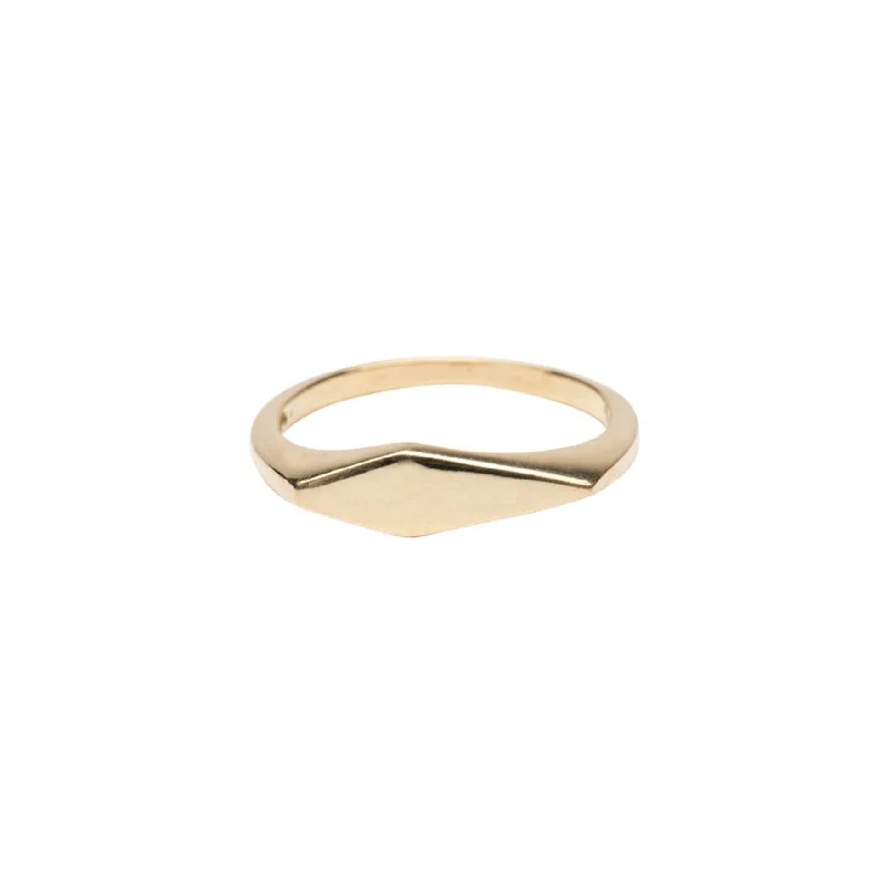 colorful gemstone engagement ring 14k Gold Diamond Shaped Signet Ring