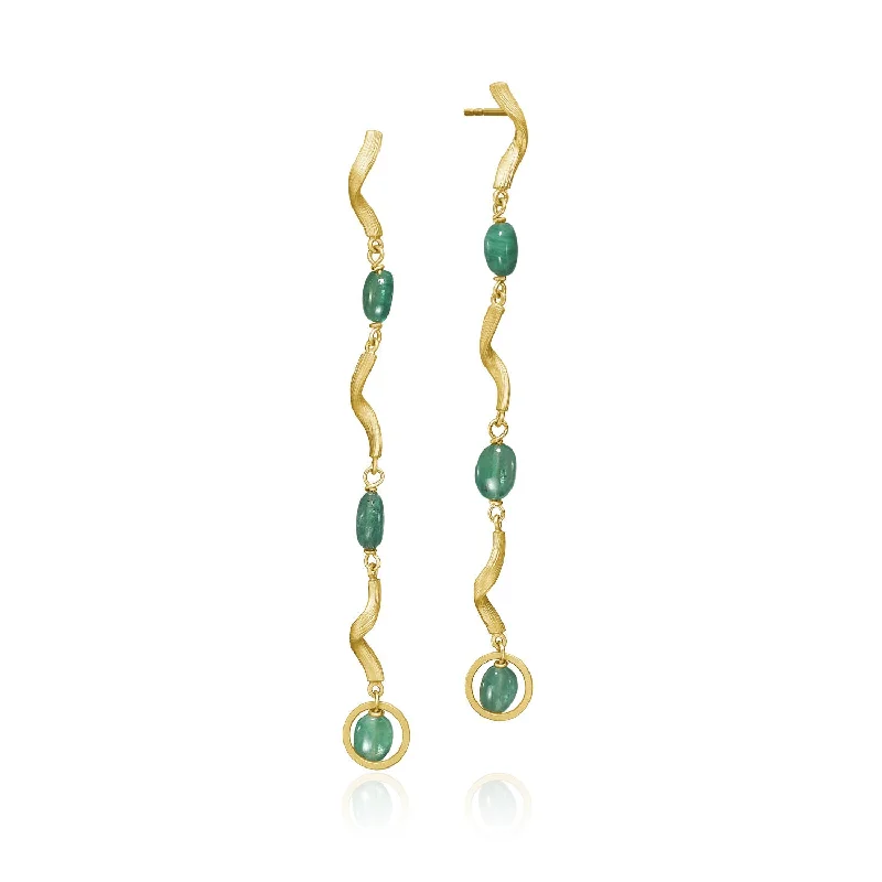 delicate heart stud earrings Vega Emerald Long 18K Gold Earring