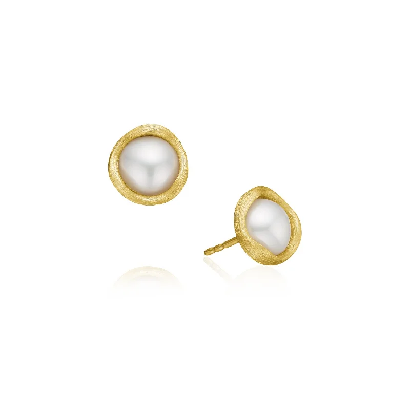 minimalist moonstone bracelet Vega Small 18K Gold Stud w. Pearl