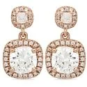 cubic zirconia stud earrings classic Earrings with Cushion Cut 2.5 Carat Cubic Zirconia Rose Gold