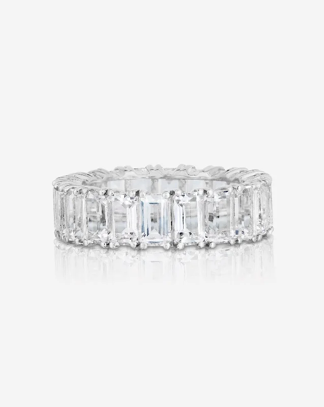 dainty gold chain earrings Emerald Cut White Topaz Ring