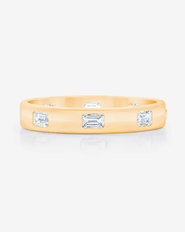 personalized initial ring stackable Emerald Luxe Inlay Eternity Band