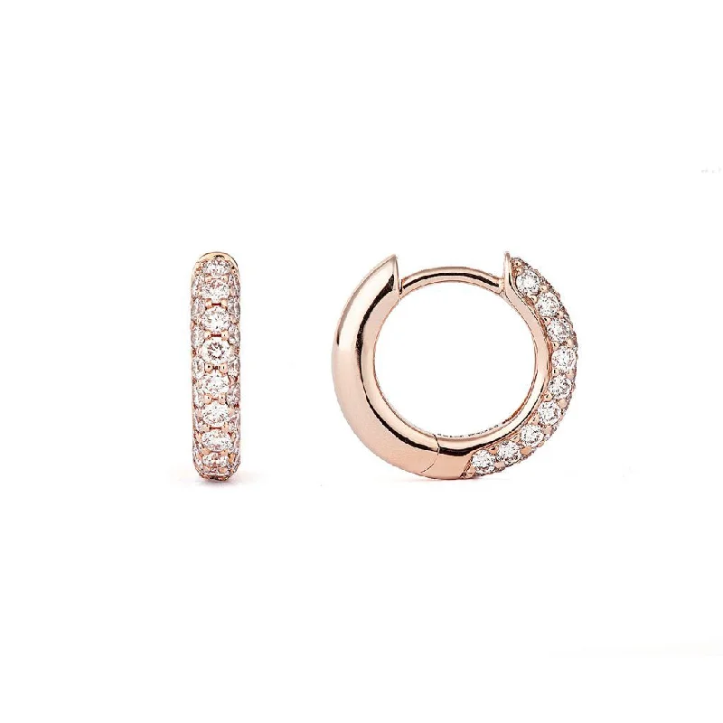 beaded wrap bracelet handmade Classic Pavé 13 mm 18K Rosegold Hoops w. Diamonds