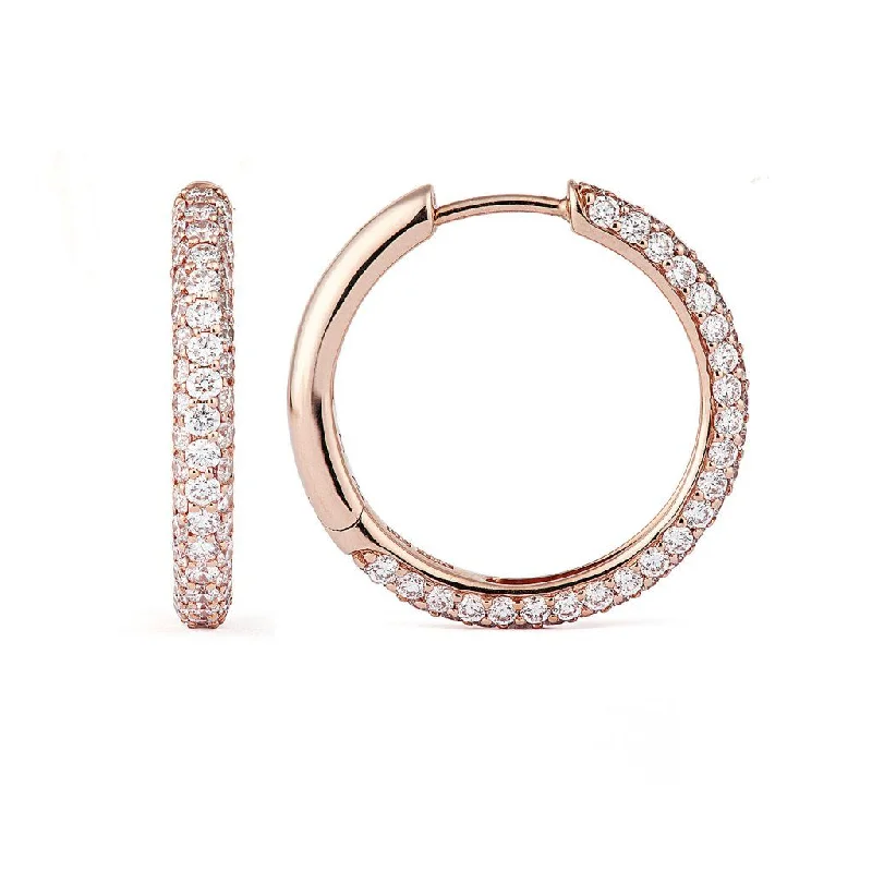 delicate marquise diamond band Classic Pavé 21 mm 18K Rosegold Hoops w. Diamonds