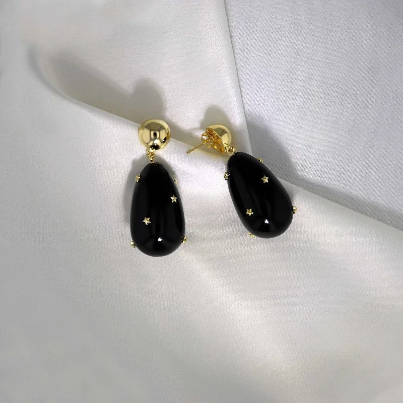 tiny star constellation bracelet Drop Stars Black Gold Plated Earrings