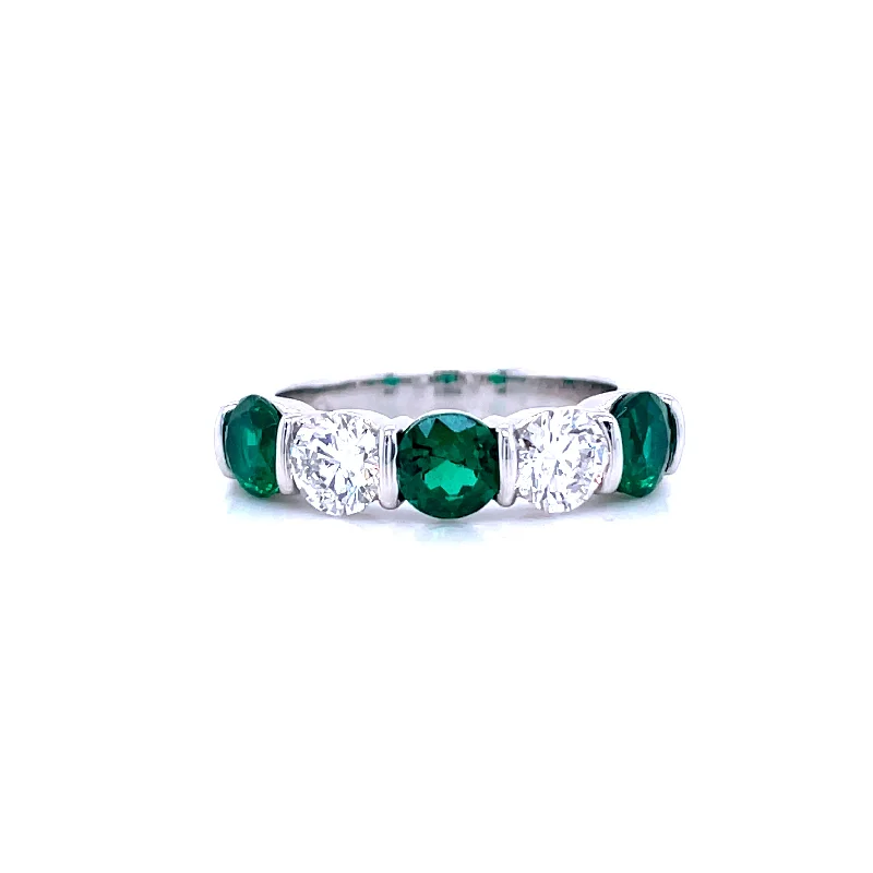 delicate chain necklace gold Five-Stone Emerald & Diamond Band