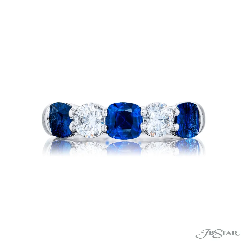 handmade gold nugget ring Five Stone Sapphire & Diamond Band